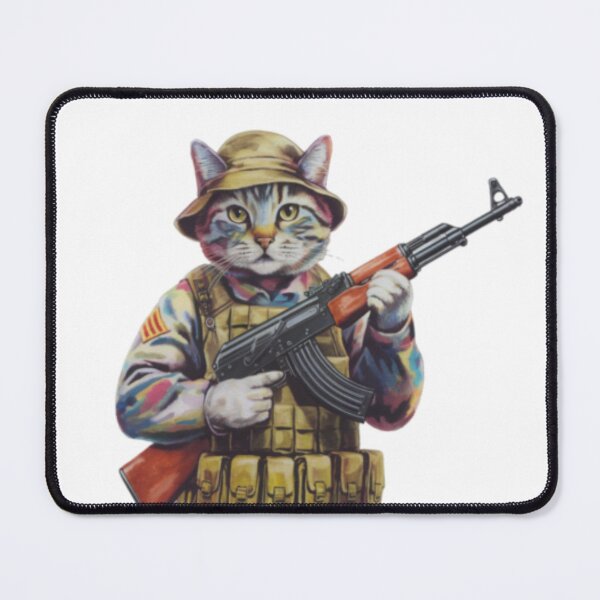 Item preview, CAT SOLDIER ". CAT WITH AK 47 MEME FUNNY  designed and sold by Obinne.