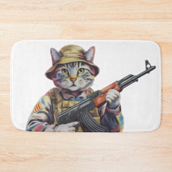 Item preview, CAT SOLDIER ". CAT WITH AK 47 MEME FUNNY  designed and sold by Obinne.