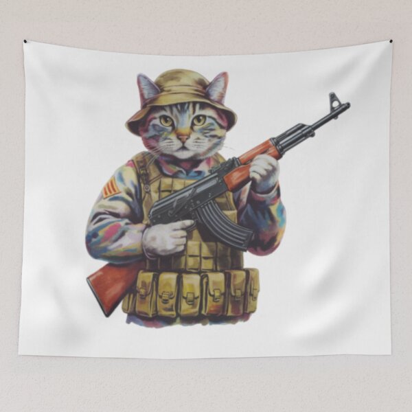 Item preview, CAT SOLDIER ". CAT WITH AK 47 MEME FUNNY  designed and sold by Obinne.