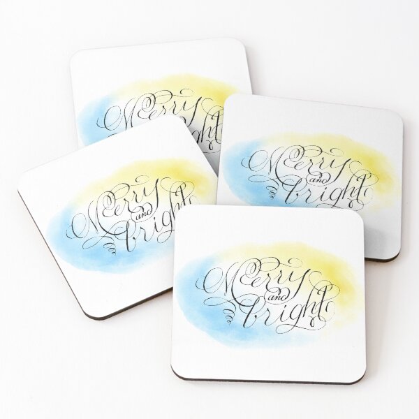 Item preview, Merry and Bright Calligraphy with Watercolor designed and sold by SarahJoyScribe.