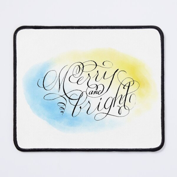 Item preview, Merry and Bright Calligraphy with Watercolor designed and sold by SarahJoyScribe.