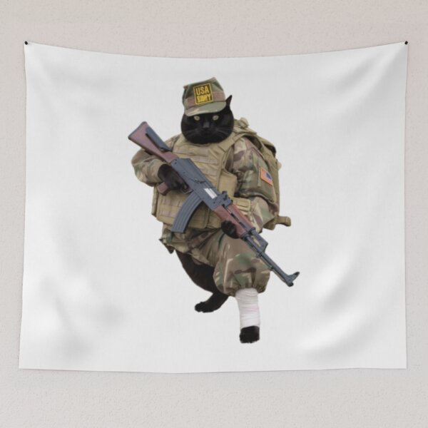 Item preview, CAT SOLDIER ". ARMED KITTEN.BLACK CAT WITH AK 47  designed and sold by Obinne.