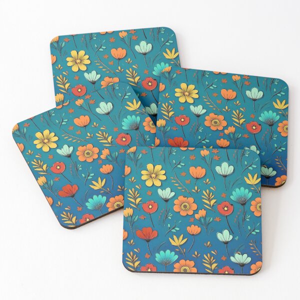 Item preview, cartoonish colorful flowers in boho style designed and sold by Pr7em.