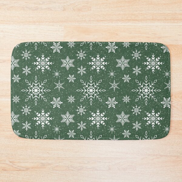 Item preview, White Snowflakes Pattern snowy green background designed and sold by AriLady.