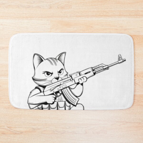 Item preview, BLACK AND WHITE CAT WITH AK 47  designed and sold by Obinne.