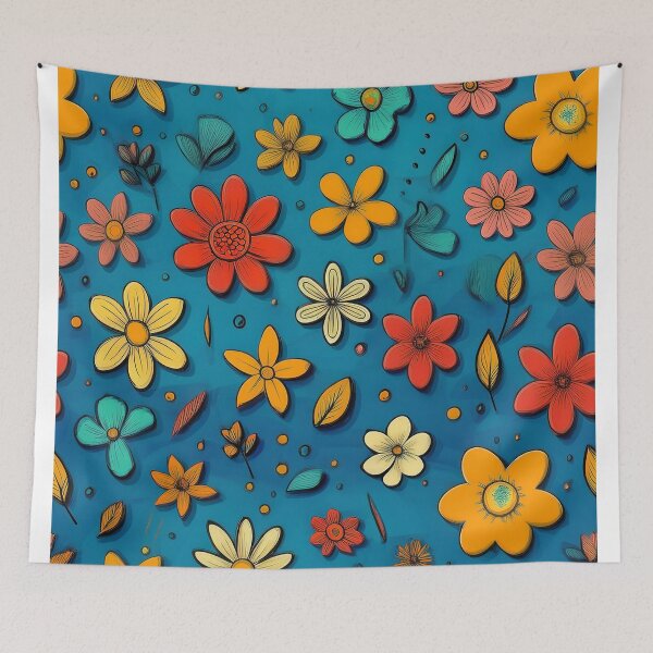 Item preview, cartoonish colorful flowers in boho style designed and sold by Pr7em.