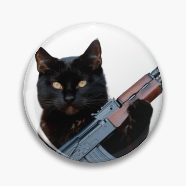 Item preview, FUNNY BLACK AND WHITE CAT WITH AK 47  designed and sold by Obinne.