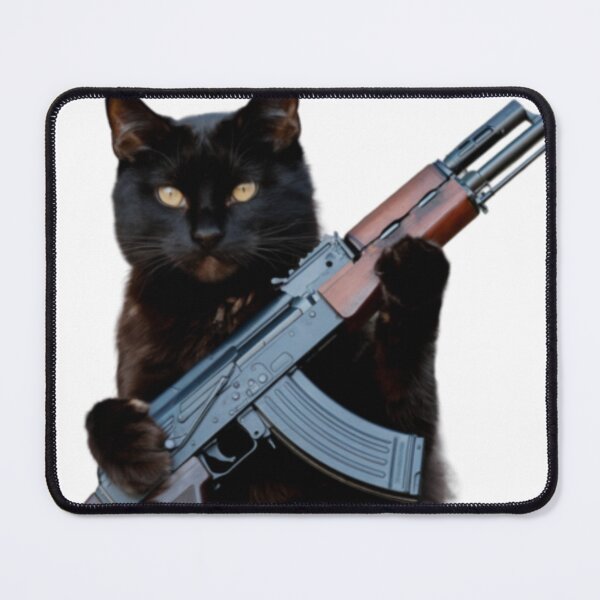Item preview, FUNNY BLACK AND WHITE CAT WITH AK 47  designed and sold by Obinne.