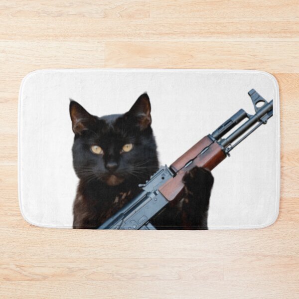 Item preview, FUNNY BLACK AND WHITE CAT WITH AK 47  designed and sold by Obinne.