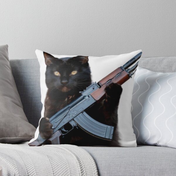 Item preview, FUNNY BLACK AND WHITE CAT WITH AK 47  designed and sold by Obinne.