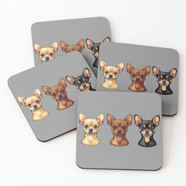 Item preview, Cute Chihuahua Trio - Fawn, Chocolate, Black Chihuahua Faces Illustration designed and sold by meganohm.