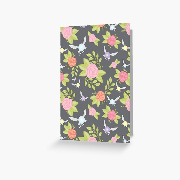 Garden of Fairies Pattern in Grey Greeting Card