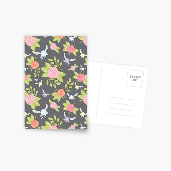 Garden of Fairies Pattern in Grey Postcard