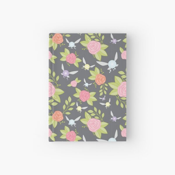 Garden of Fairies Pattern in Grey Hardcover Journal