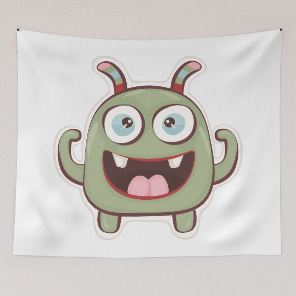 Item preview, Cute groovy monster, green character designed and sold by OM-lova.