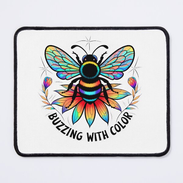 Item preview, Rainbow Bee on Flower - Colorful and Ecological Design designed and sold by ObjCrea123.