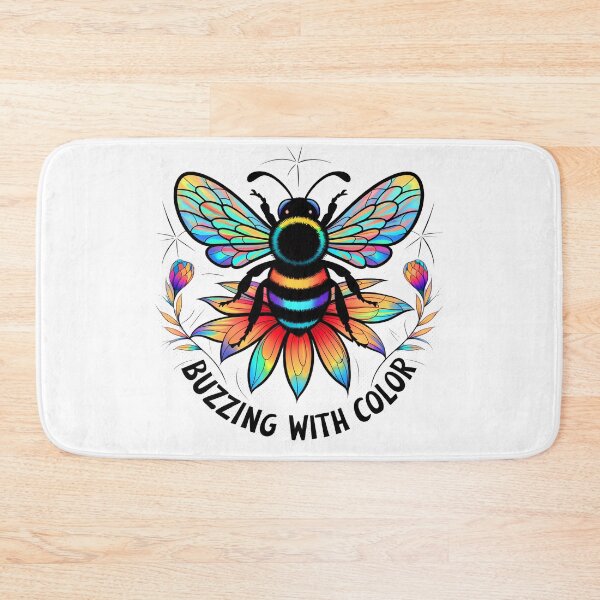 Item preview, Rainbow Bee on Flower - Colorful and Ecological Design designed and sold by ObjCrea123.