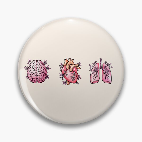 Item preview, Set of human organ, lungs, heart and brain ink watercolor style designed and sold by Collagedream.