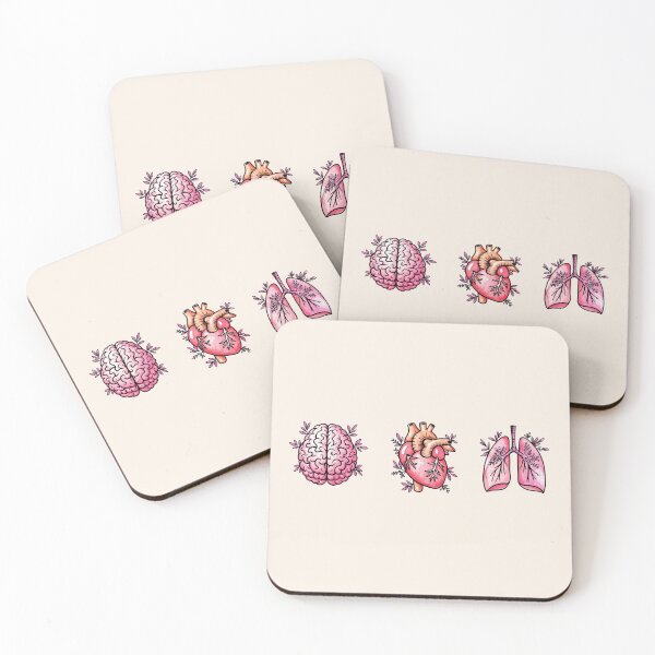 Item preview, Set of human organ, lungs, heart and brain ink watercolor style designed and sold by Collagedream.