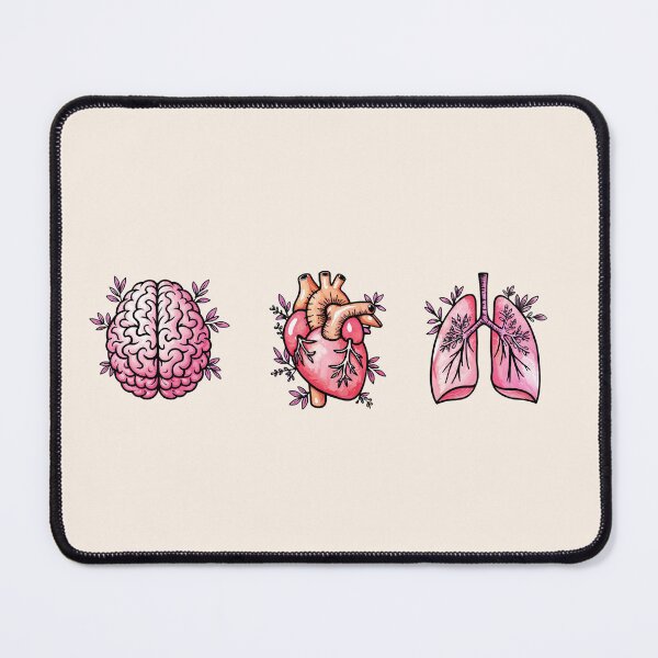 Item preview, Set of human organ, lungs, heart and brain ink watercolor style designed and sold by Collagedream.