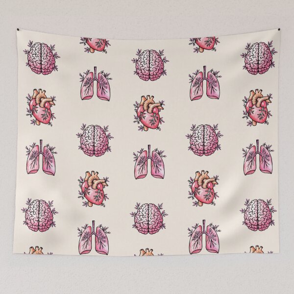 Item preview, Set of human organ, lungs, heart and brain ink watercolor style designed and sold by Collagedream.
