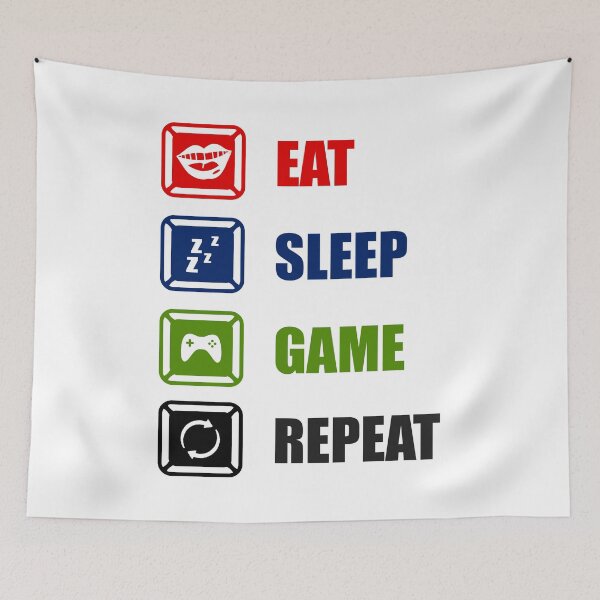 Item preview, Eat Sleep Game Repeat - Life of a Gamer designed and sold by CleanDecor.