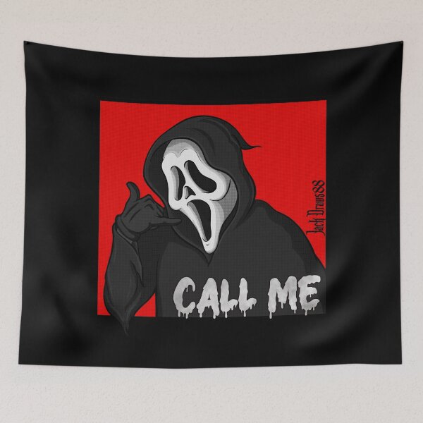 Item preview, Ghostface call me scream Halloween ghost-face red designed and sold by JackDraws88.