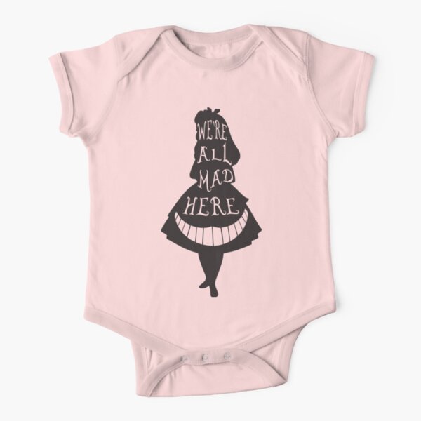 We're all mad here (black) Short Sleeve Baby One-Piece