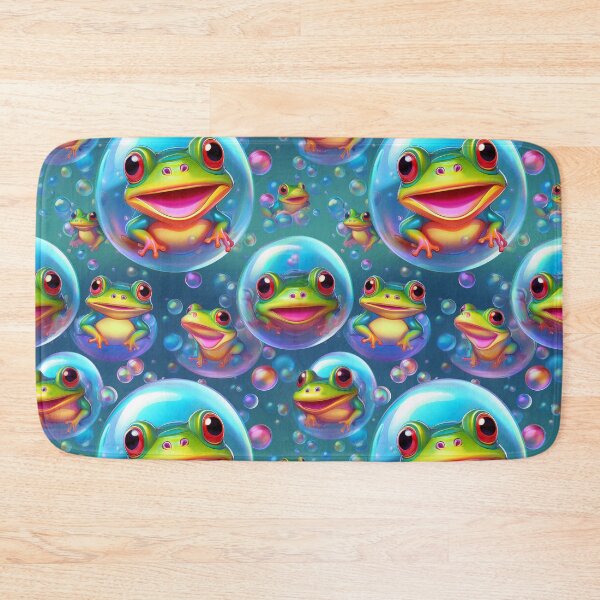 Item preview, Froggy Fun: A playful pattern featuring frogs of all shapes and sizes, bouncing around in colorful bubbles. designed and sold by Grang Art Artistic Designs.