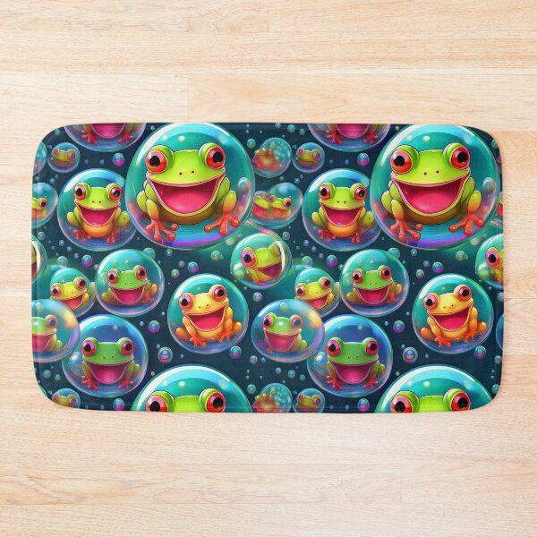 Item preview, Hoppy Holidays: A festive pattern with frogs celebrating holidays, like Christmas and Easter, inside bubbles. designed and sold by Camel & Quirk.