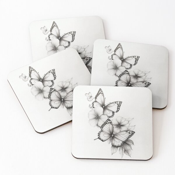 Item preview, Black and white monarch butterfly pencil drawing designed and sold by Pencil-Art.