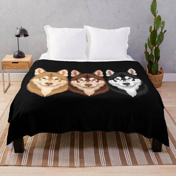 Item preview, Siberian Husky Illustration Light Tan, Brown, Black & White Husky Dog Heads designed and sold by meganohm.