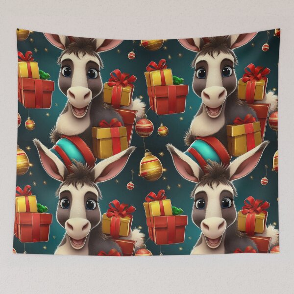 Item preview, Donkey's Christmas Surprise:: A playful pattern featuring donkeys carrying colorful gifts. designed and sold by Grang Art Artistic Designs.