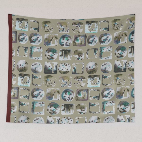 Item preview, handmade geometric ink pattern beige designed and sold by Alessandro Remo Mazzoni Remotextiles.