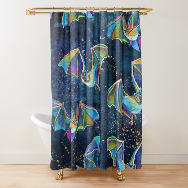 BIG GOTHIC BATS N' STARS Shower Curtain