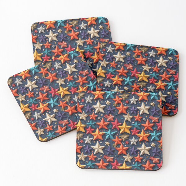 Item preview, Starry Sky: A simple yet beautiful pattern with multi coloured stars scattered across a dark blue background. designed and sold by Grang Art Artistic Designs.