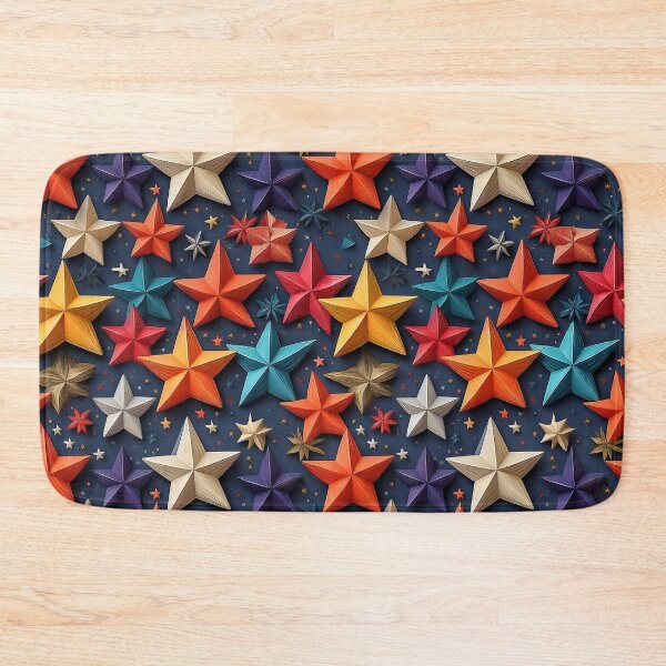 Item preview, Starry Sky: A simple yet beautiful pattern with multi coloured stars scattered across a dark blue background. designed and sold by Grang Art Artistic Designs.
