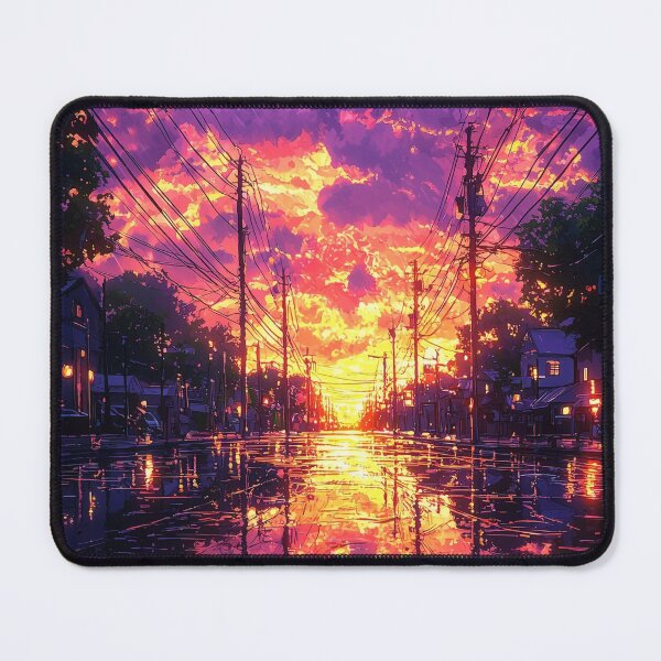 Item preview, Vibrant Dusk Landscape with Glowing City Lights designed and sold by Rebeca Servais.