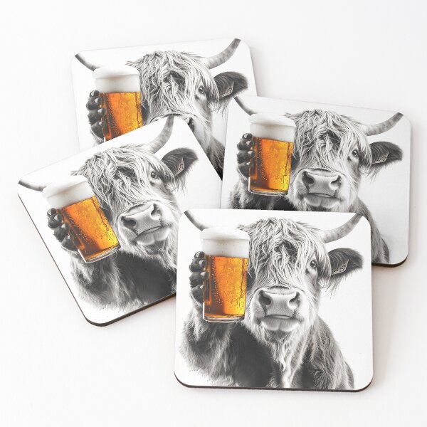 Item preview, Highland Cow Drinking Beer, Funny Drinking Humor Art designed and sold by CheekyAnimalz.