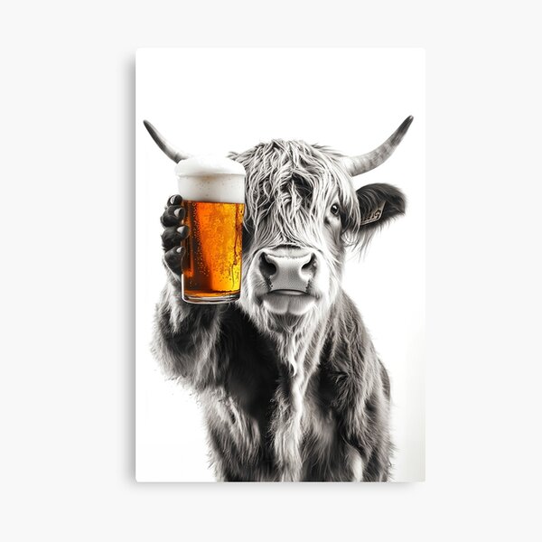 Item preview, Highland Cow Drinking Beer, Funny Drinking Humor Art designed and sold by CheekyAnimalz.