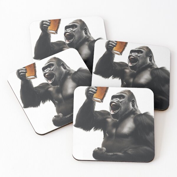 Item preview, Gorilla Drinking Beer, Funny Drinking Humor Art designed and sold by CheekyAnimalz.