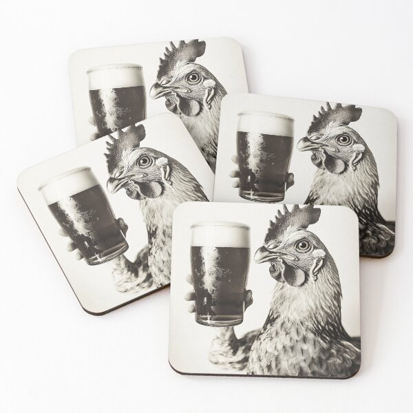 Item preview, Chicken Drinking Beer, Funny Drinking Humor Art designed and sold by CheekyAnimalz.