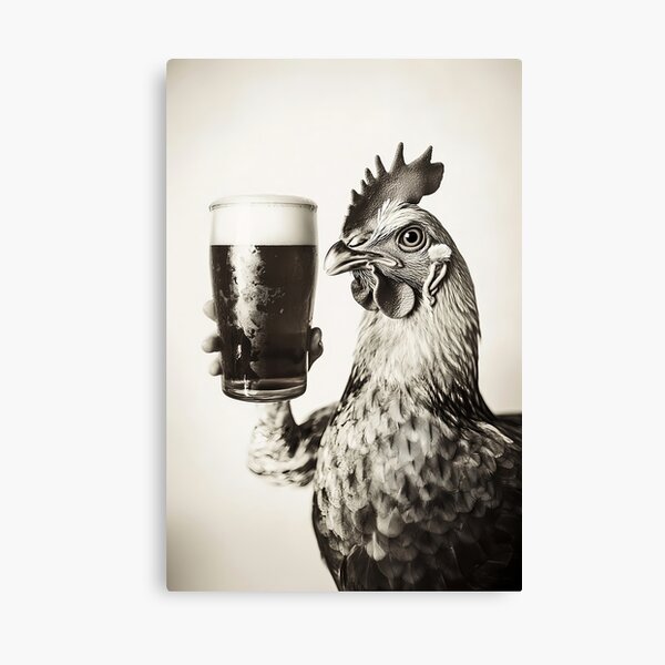 Item preview, Chicken Drinking Beer, Funny Drinking Humor Art designed and sold by CheekyAnimalz.