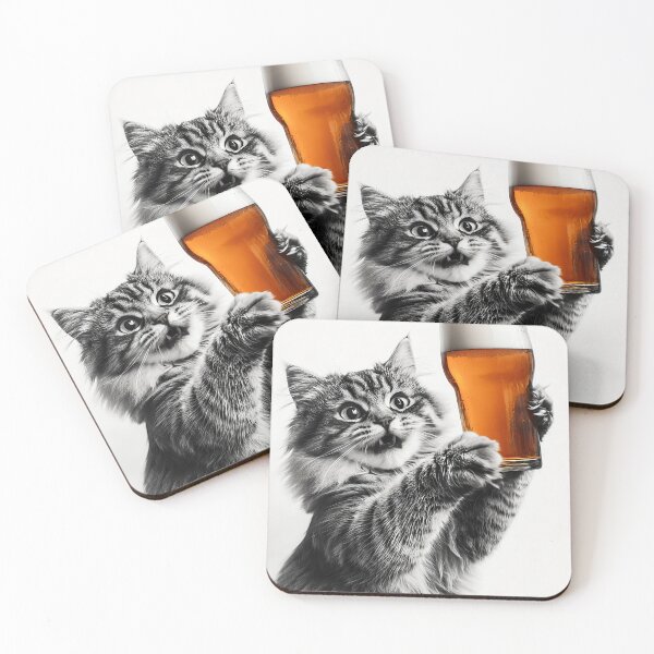 Item preview, Cat Drinking Beer, Funny Drinking Humor Art designed and sold by CheekyAnimalz.