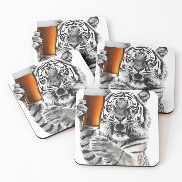 Item preview, Tiger Drinking Beer, Funny Drinking Humor Art designed and sold by CheekyAnimalz.