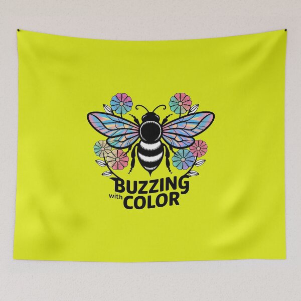 Item preview, Colorful Bee with Flowers - Vibrant Design "Buzzing with Color" designed and sold by ObjCrea123.