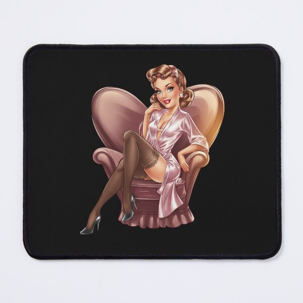 Item preview, Glamorous 1950s Pin-Up Woman on Heart-Shaped Chair designed and sold by RebeccaRe.