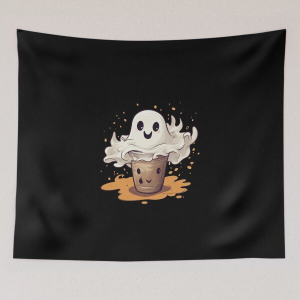 Item preview, Cute Ghost drinking coffee designed and sold by SMARTKIT  DESIGNAGENCY.