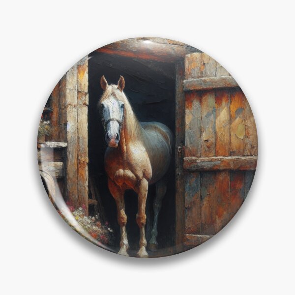 Item preview, Serene Scene: Majestic Horse at the Old Barn Entrance designed and sold by mustardseed-410.