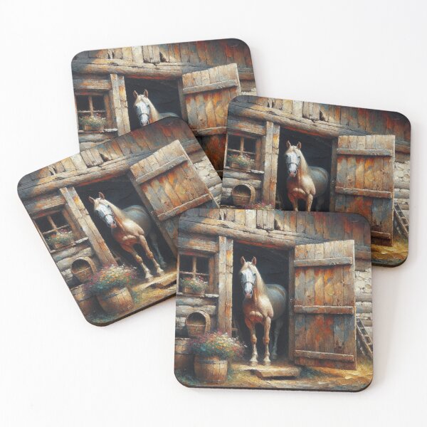 Item preview, Serene Scene: Majestic Horse at the Old Barn Entrance designed and sold by mustardseed-410.